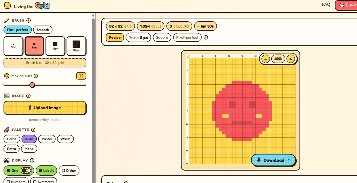 Item Workshop Pixel Grid Helper — Tomodachi Life DIY pattern