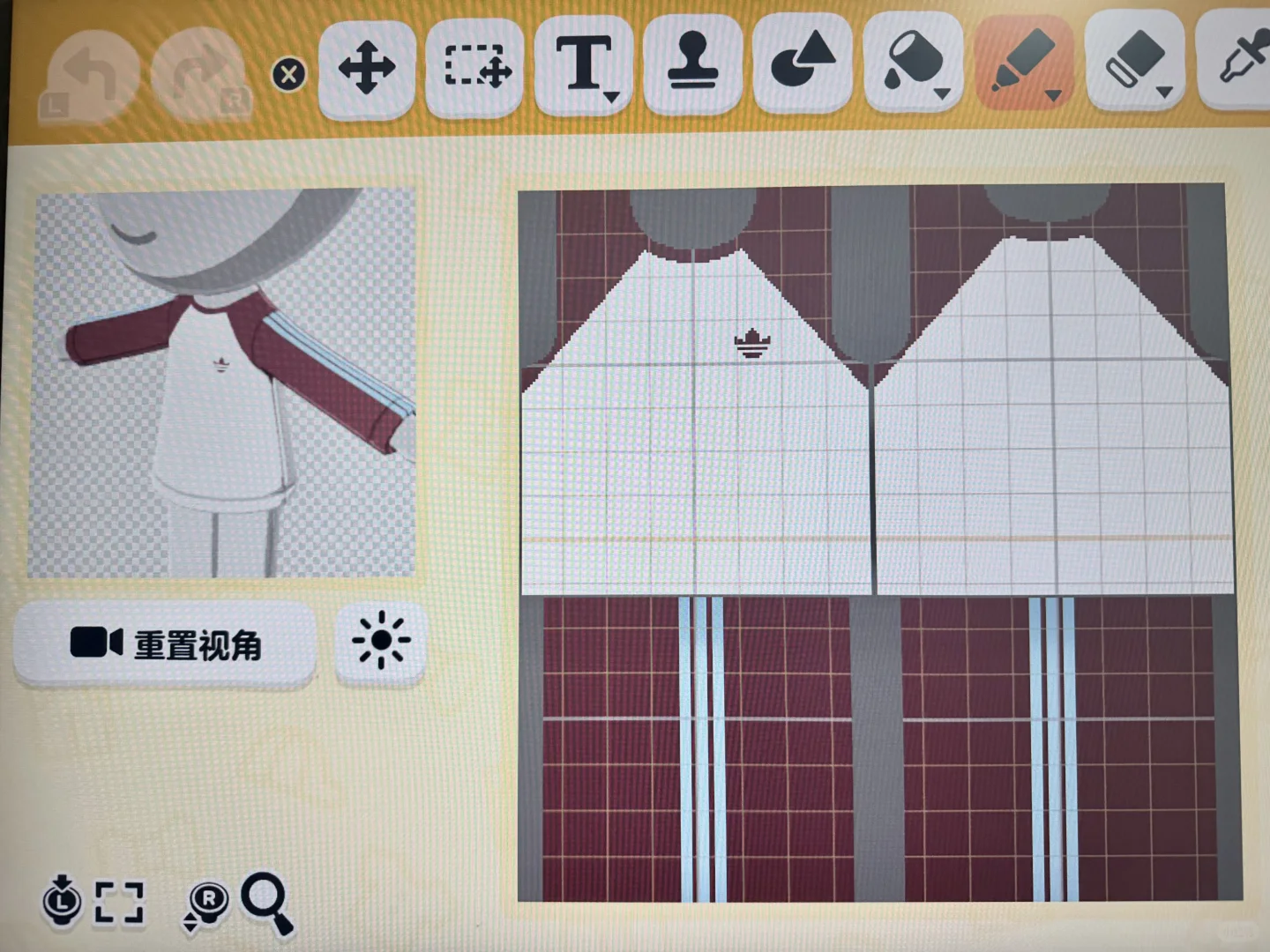 アディダス風スポーツウェアのデザインシート — トモダチライフ DIY 図案（3枚目）