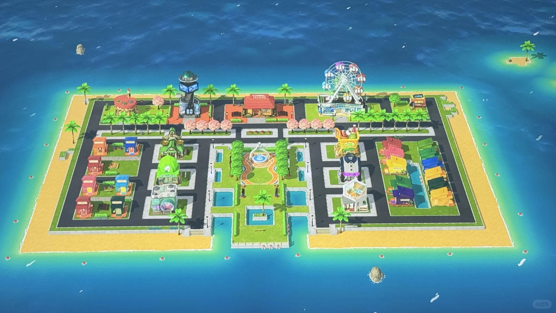 Aménagement d'île Tomodachi Life bien ordonné — Tomodachi Life motif DIY (image 1)