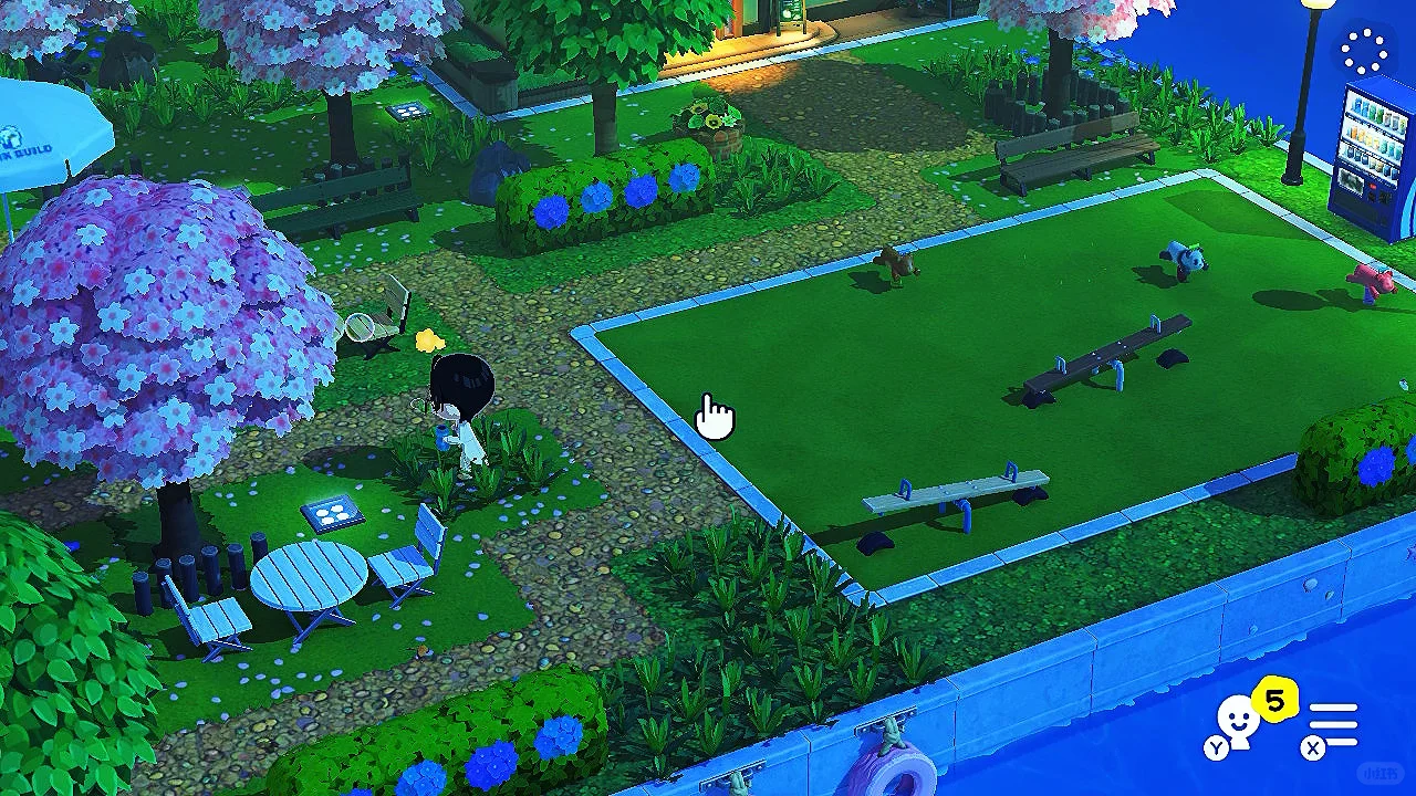 Aménagement de l'île façon forêt avec feuille de motif en grille incluse — Tomodachi Life motif DIY (image 3)