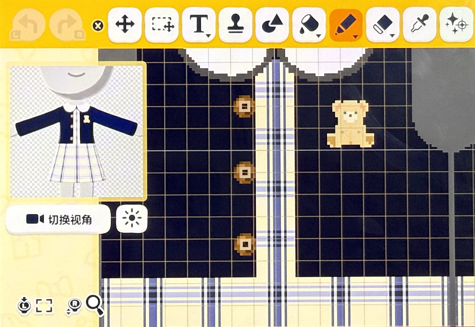 デザインシート：クマチェックの学校制服セット（トモコレ わくわく生活） — トモダチライフ DIY 図案（3枚目）
