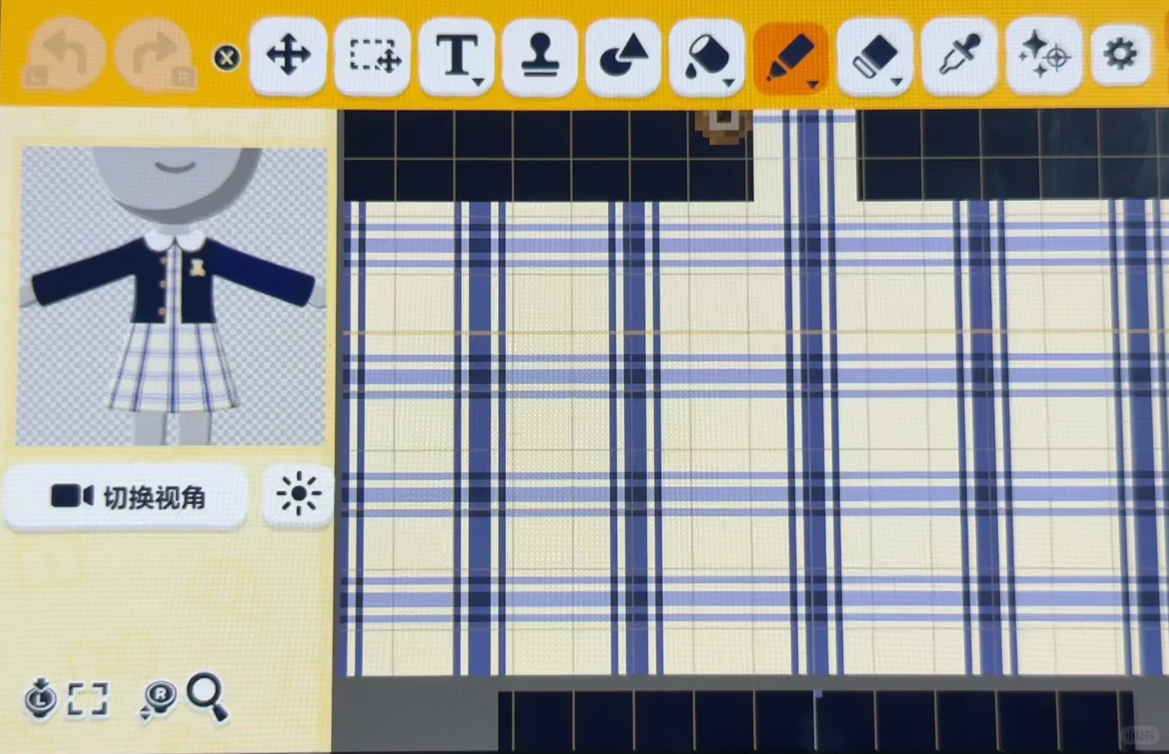 デザインシート：クマチェックの学校制服セット（トモコレ わくわく生活） — トモダチライフ DIY 図案（4枚目）