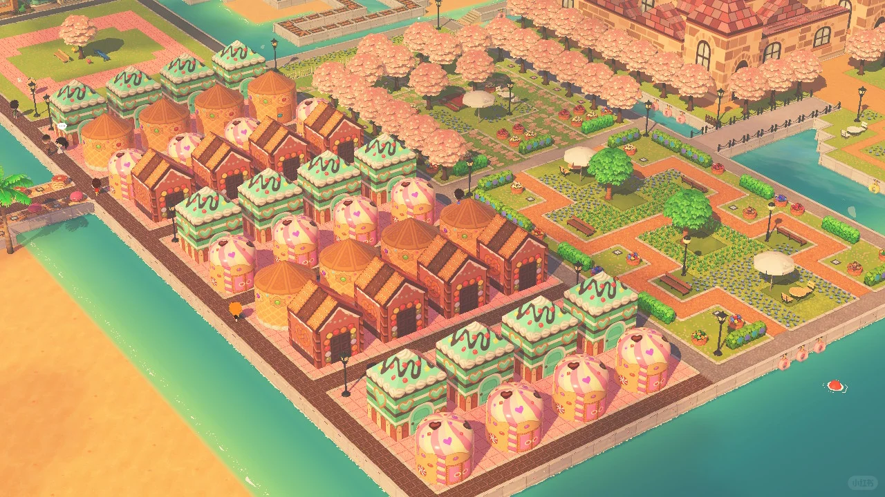 Grande île avec quartier commercial en construction — Tomodachi Life motif DIY (image 4)
