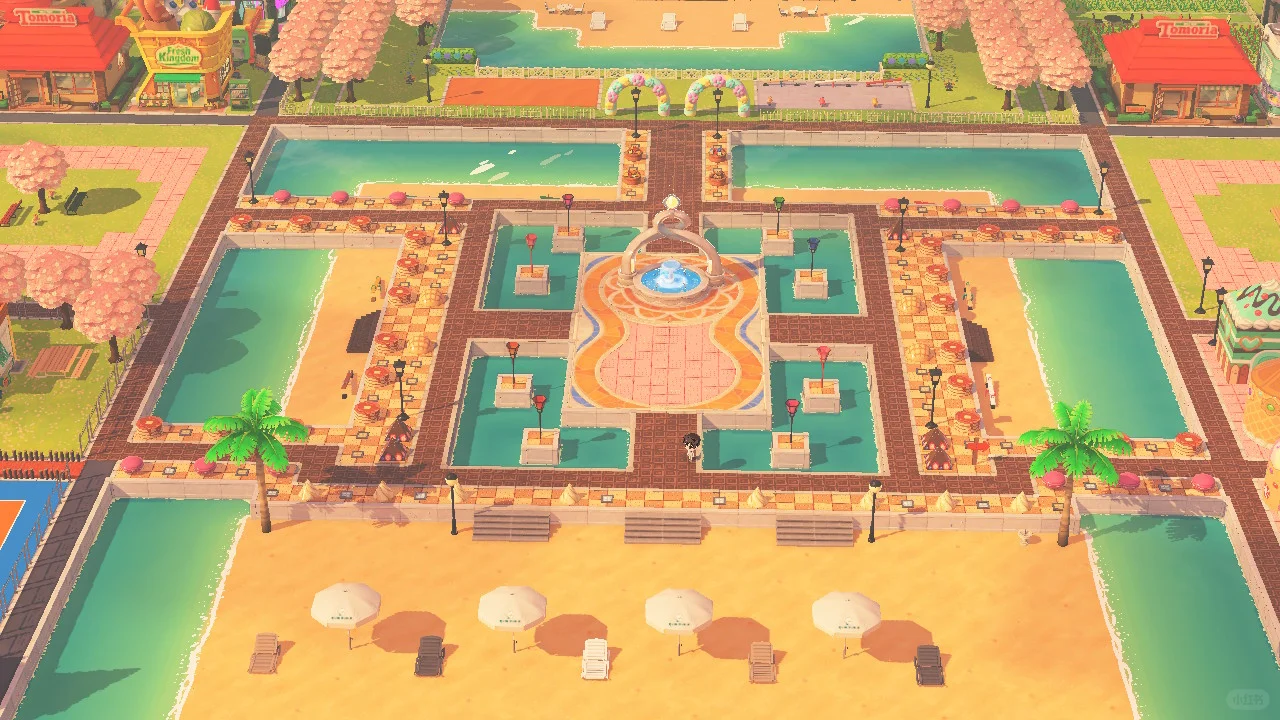 Grande île avec quartier commercial en construction — Tomodachi Life motif DIY (image 5)