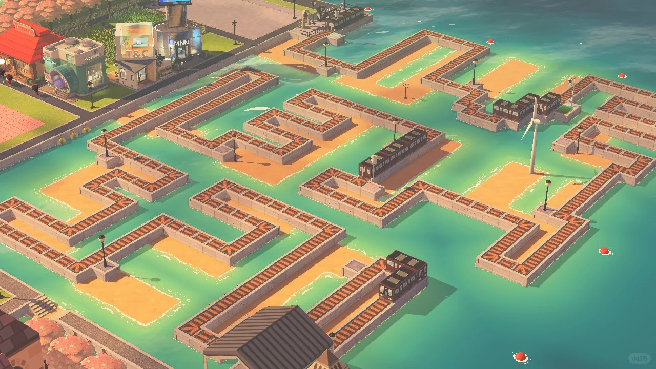 Grande île avec quartier commercial en construction — Tomodachi Life motif DIY (image 8)
