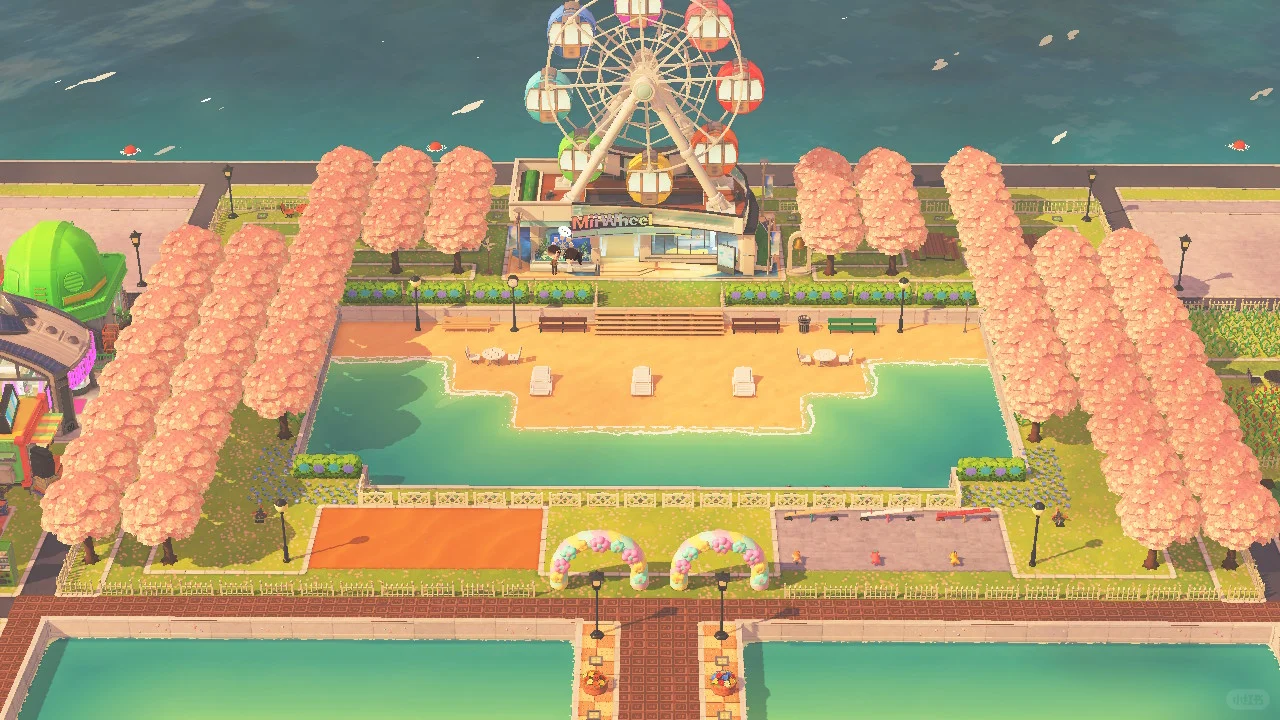 Grande île avec quartier commercial en construction — Tomodachi Life motif DIY (image 9)