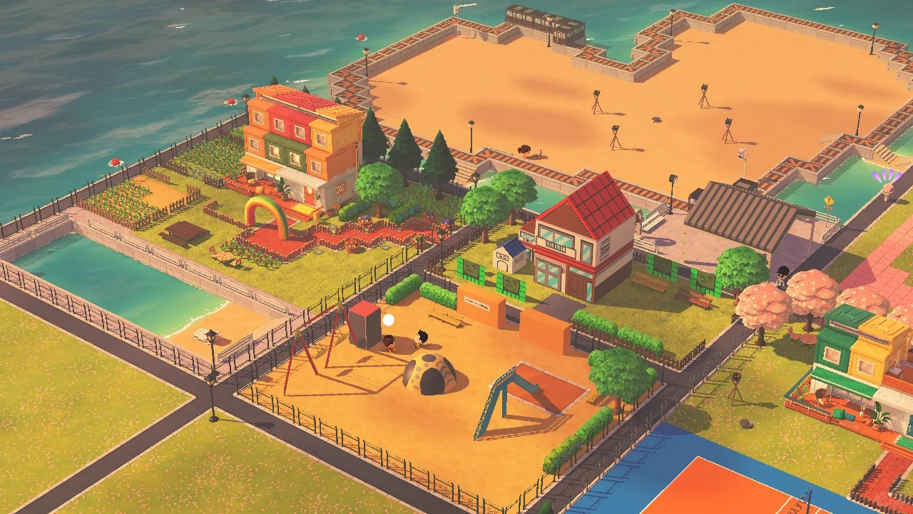 Grande île avec quartier commercial en construction — Tomodachi Life motif DIY (image 10)