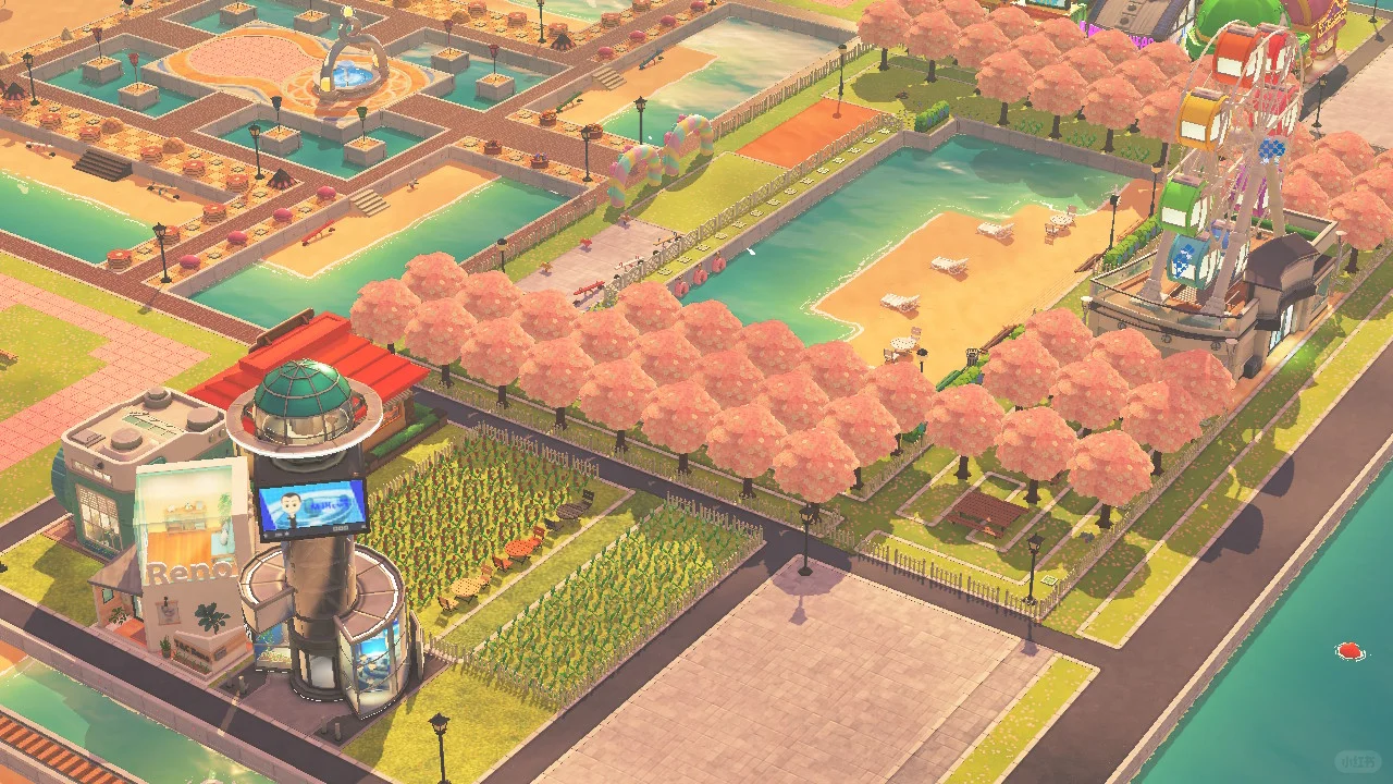 Grande île avec quartier commercial en construction — Tomodachi Life motif DIY (image 12)