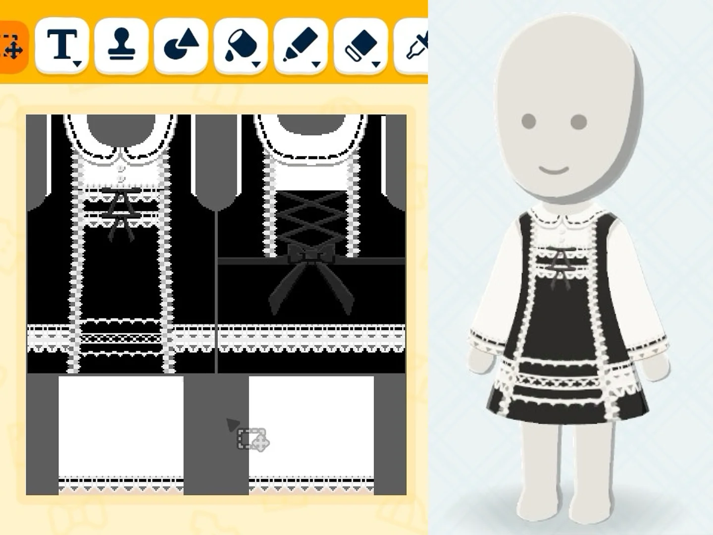 トモコレ初心者向けレースワンピースデザインシート — トモダチライフ DIY 図案（1枚目）