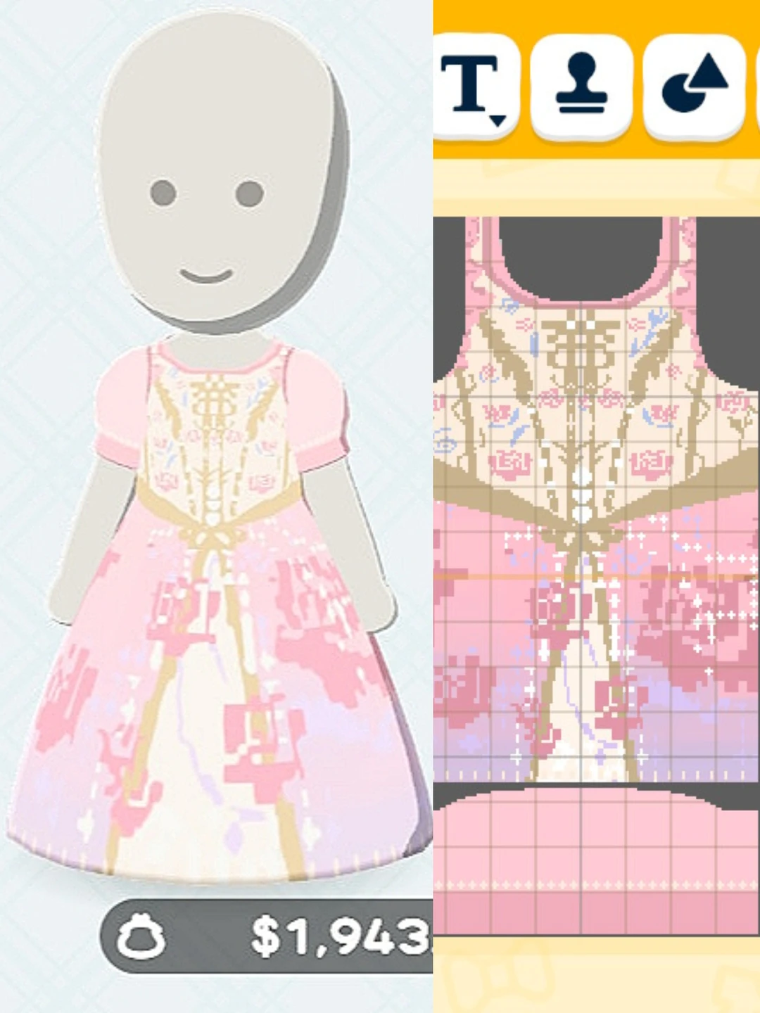 Aphrodite Outfit Pattern Sheet – Short Torso Version Update — Tomodachi Life DIY pattern