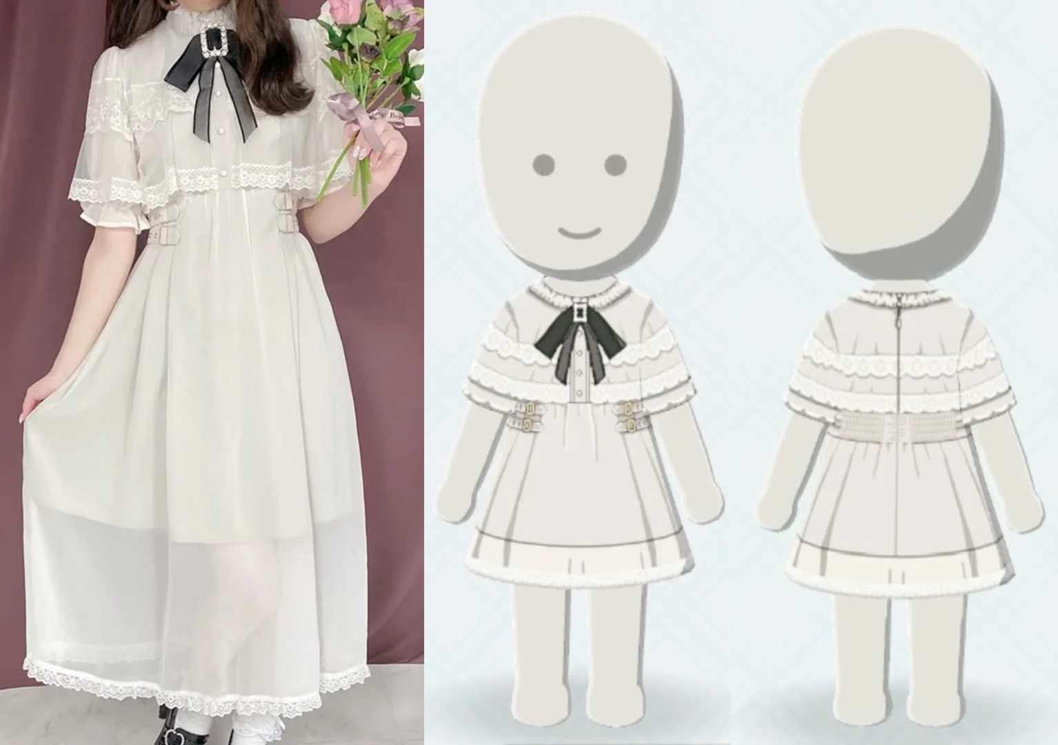 黒と白のケープスカート カラーパレット付き — トモダチライフ DIY 図案（2枚目）