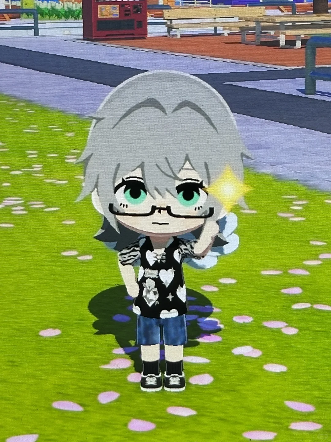 人森衣服图纸🖤黑色拼接短袖&牛仔短裤💙 — 人森 DIY 图纸（第 3 张）