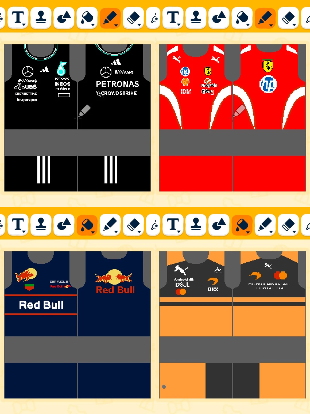 F1レーシングチームのユニフォームデザインシート公開 — トモダチライフ DIY 図案（1枚目）