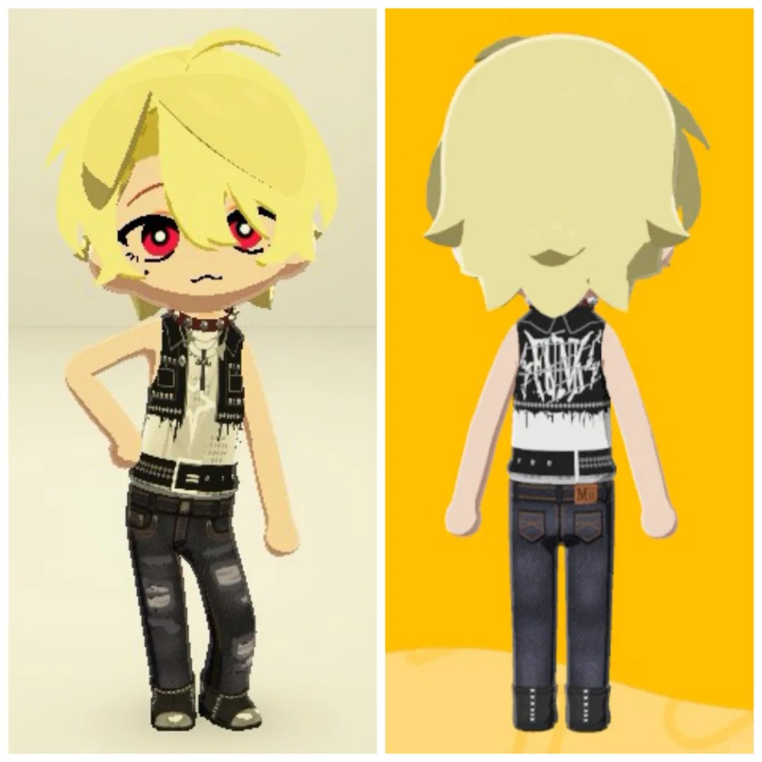 Funk Sleeveless Leather Jacket and Necklace Pattern — Tomodachi Life DIY pattern