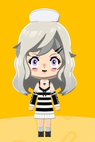 白黒ストライプカットアウトドレスのデザインシート — トモダチライフ DIY 図案（2枚目）