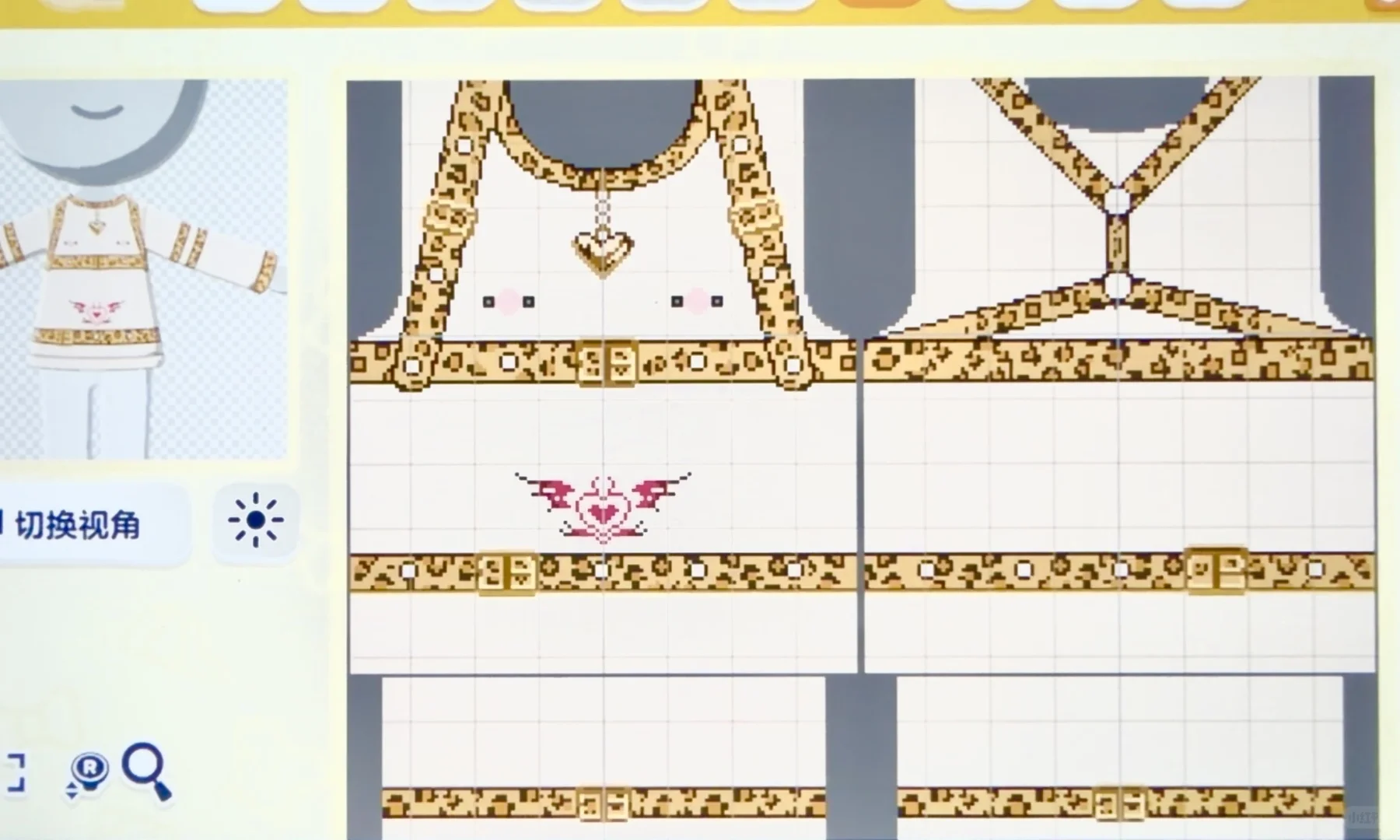 ヒョウ柄＆黒ストラップコーデのデザインシート — トモダチライフ DIY 図案（2枚目）