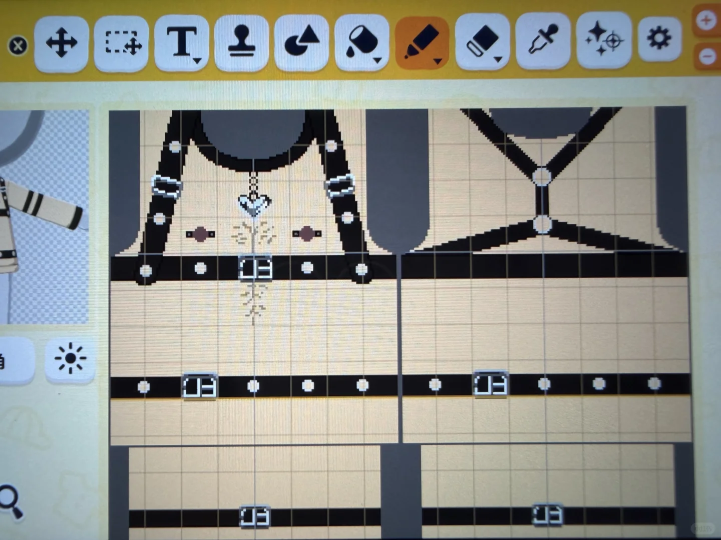 ヒョウ柄＆黒ストラップコーデのデザインシート — トモダチライフ DIY 図案（5枚目）