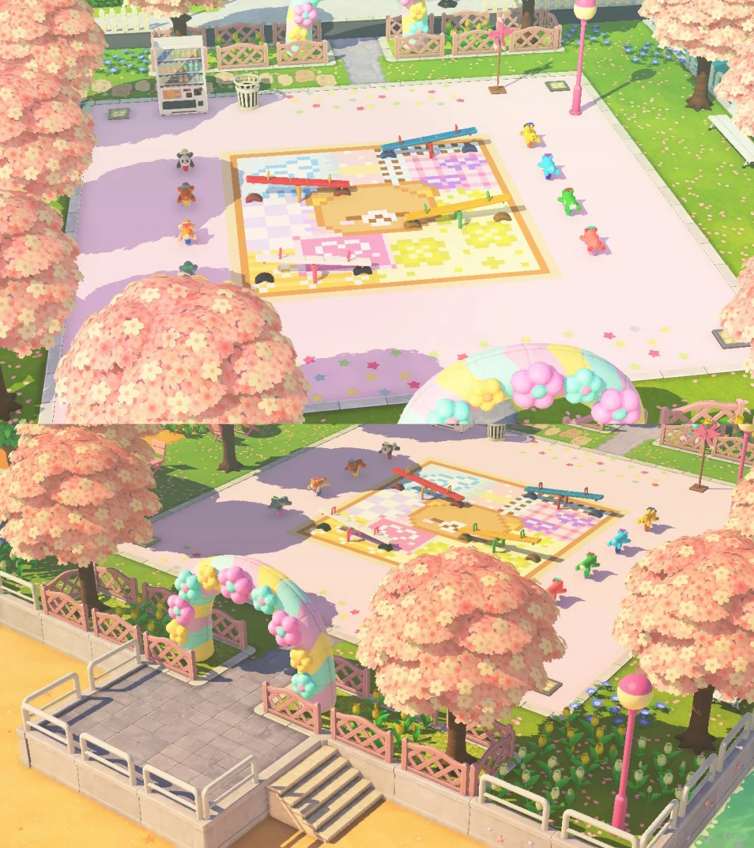春の子ども遊園地 島作り リラックマ床付き — トモダチライフ DIY 図案（2枚目）