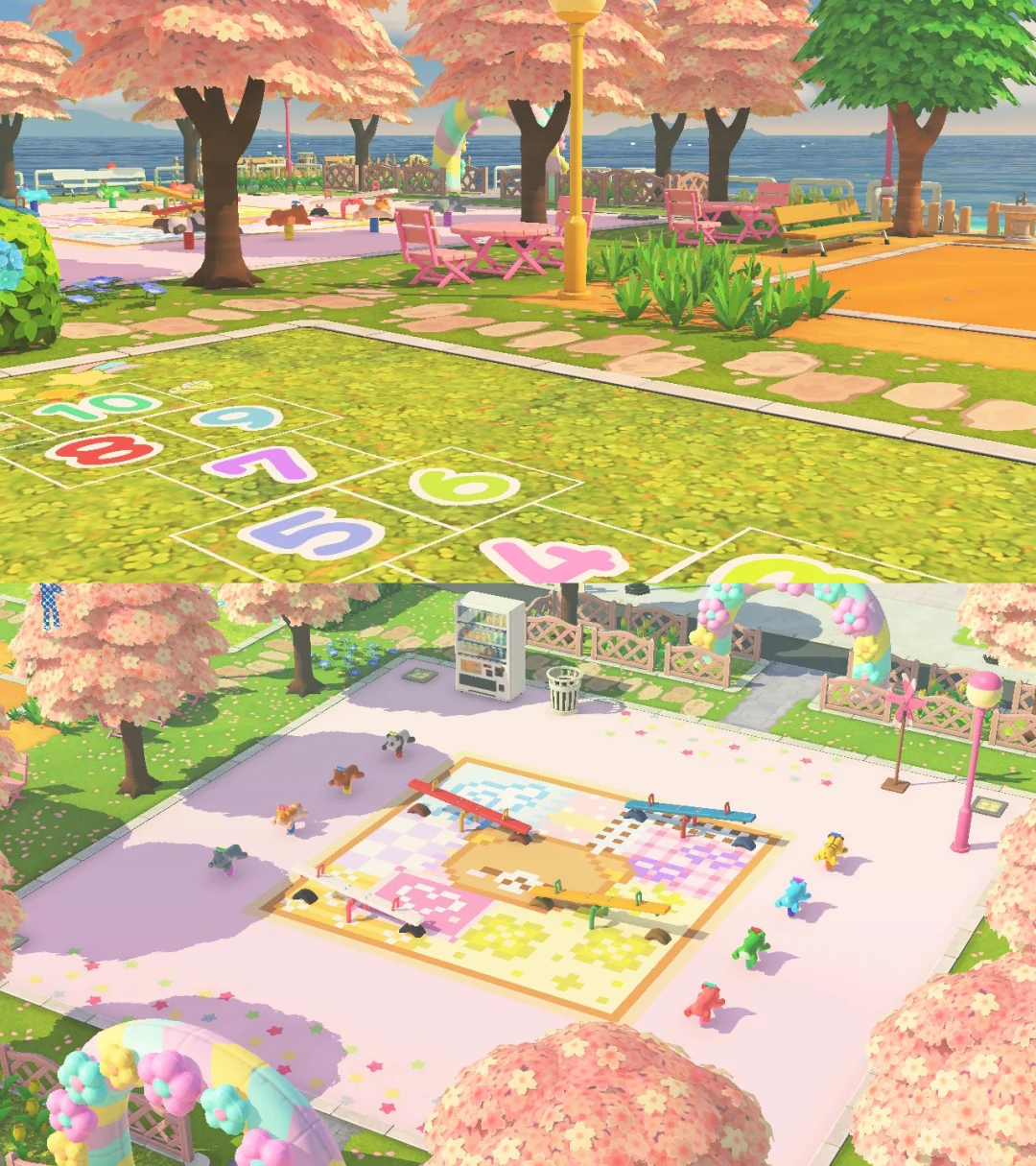 春の子ども遊園地 島作り リラックマ床付き — トモダチライフ DIY 図案（6枚目）