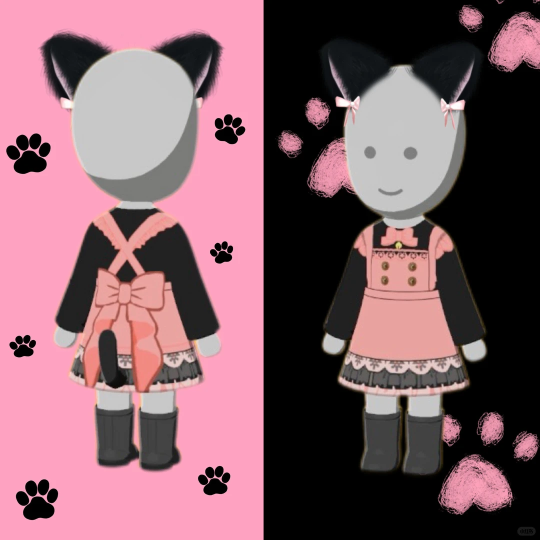 Black Cat Sakura Outfit Pattern — Tomodachi Life DIY pattern