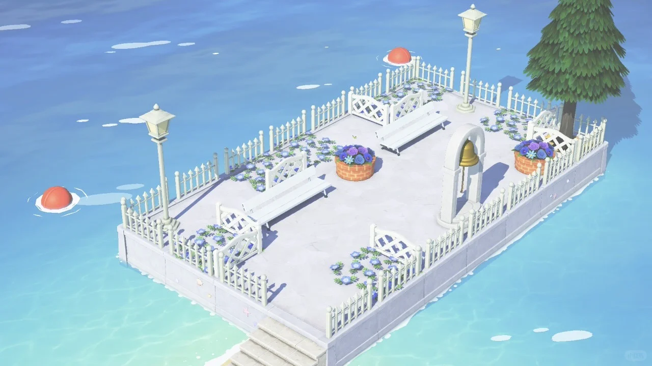 Collection d'aménagements d'île bleu et blanc — Tomodachi Life motif DIY (image 5)