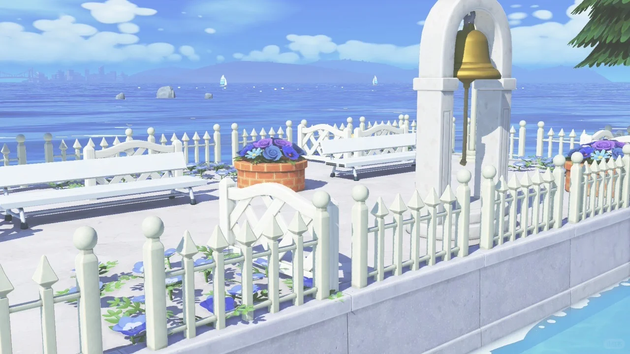 Collection d'aménagements d'île bleu et blanc — Tomodachi Life motif DIY (image 6)
