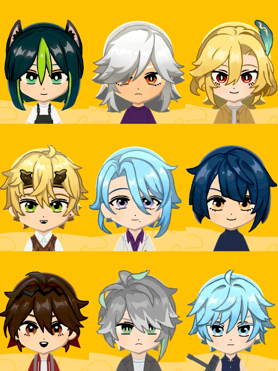 Collection de Mii Genshin Impact avec motifs et paramètres — Tomodachi Life motif DIY (image 2)