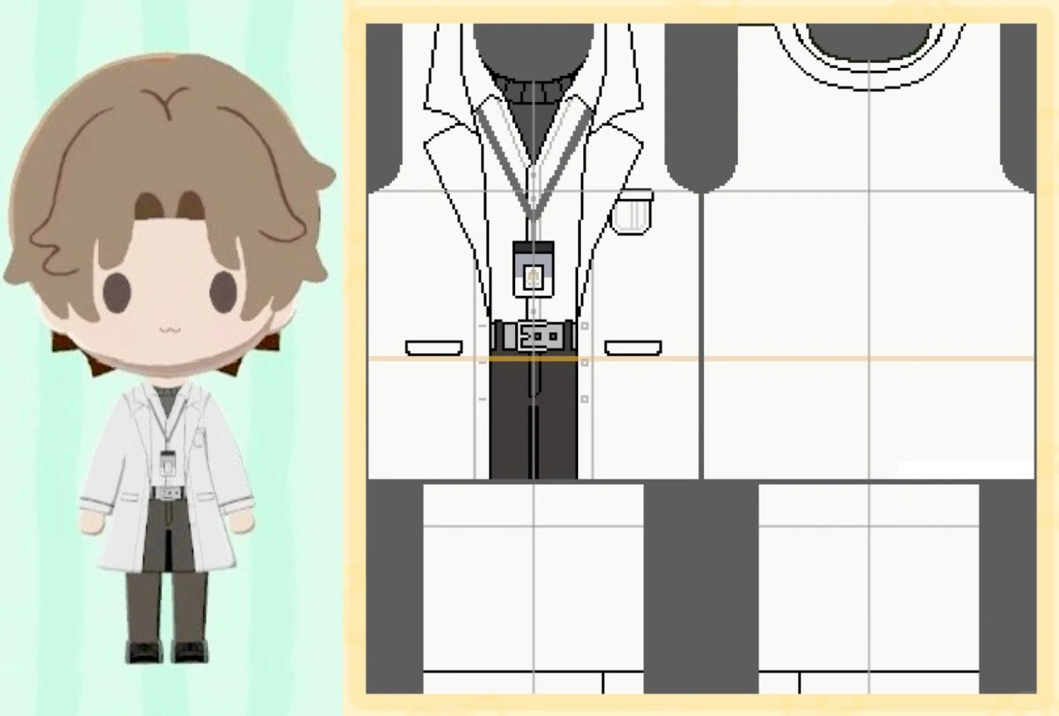 Dr. Yi Outfit Pattern Sheet from World Outside Tomodachi Life — Tomodachi Life DIY pattern