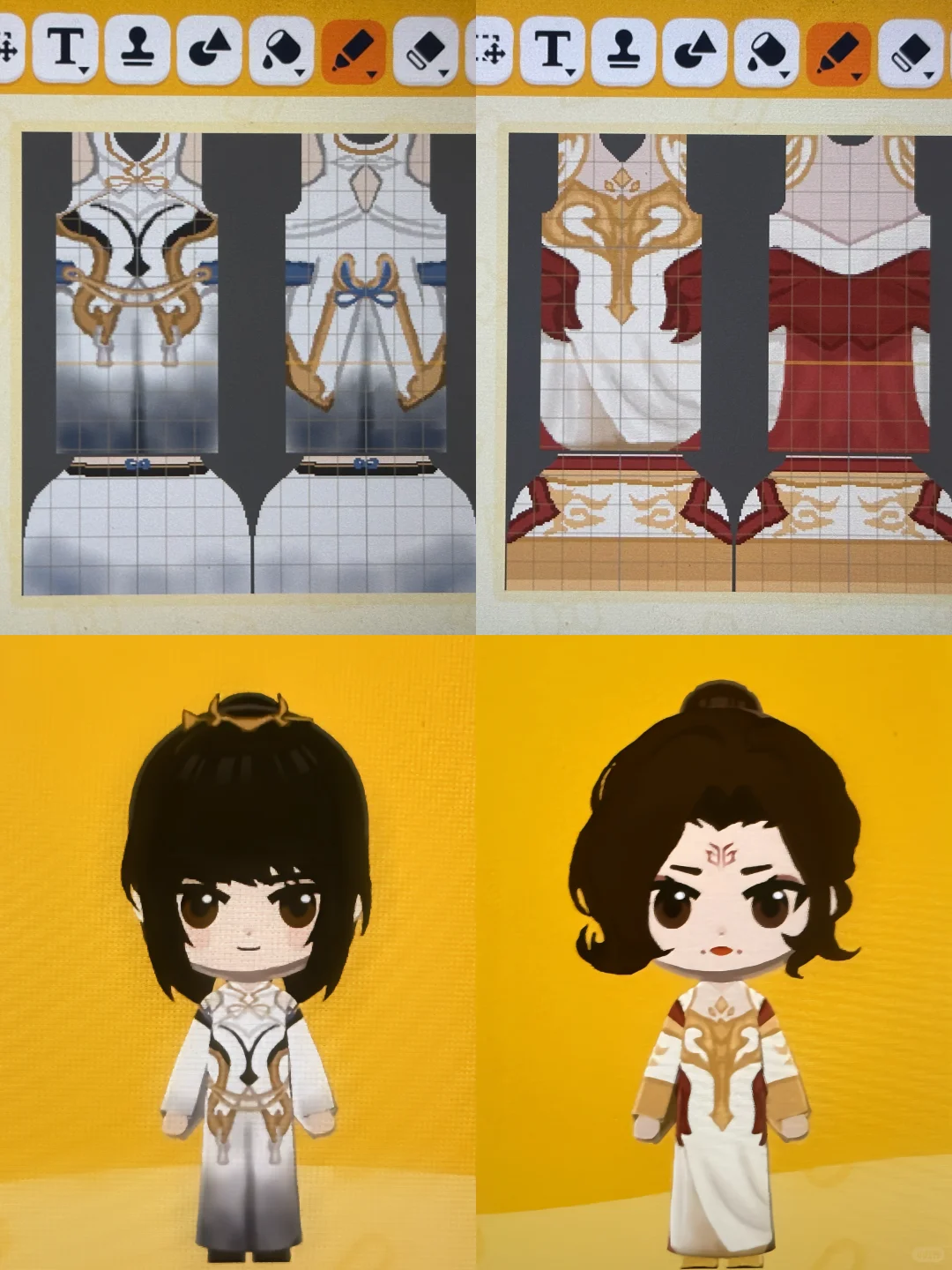 Wu Zetian & Shangguan Wan'er Outfit Patterns — Tomodachi Life DIY pattern