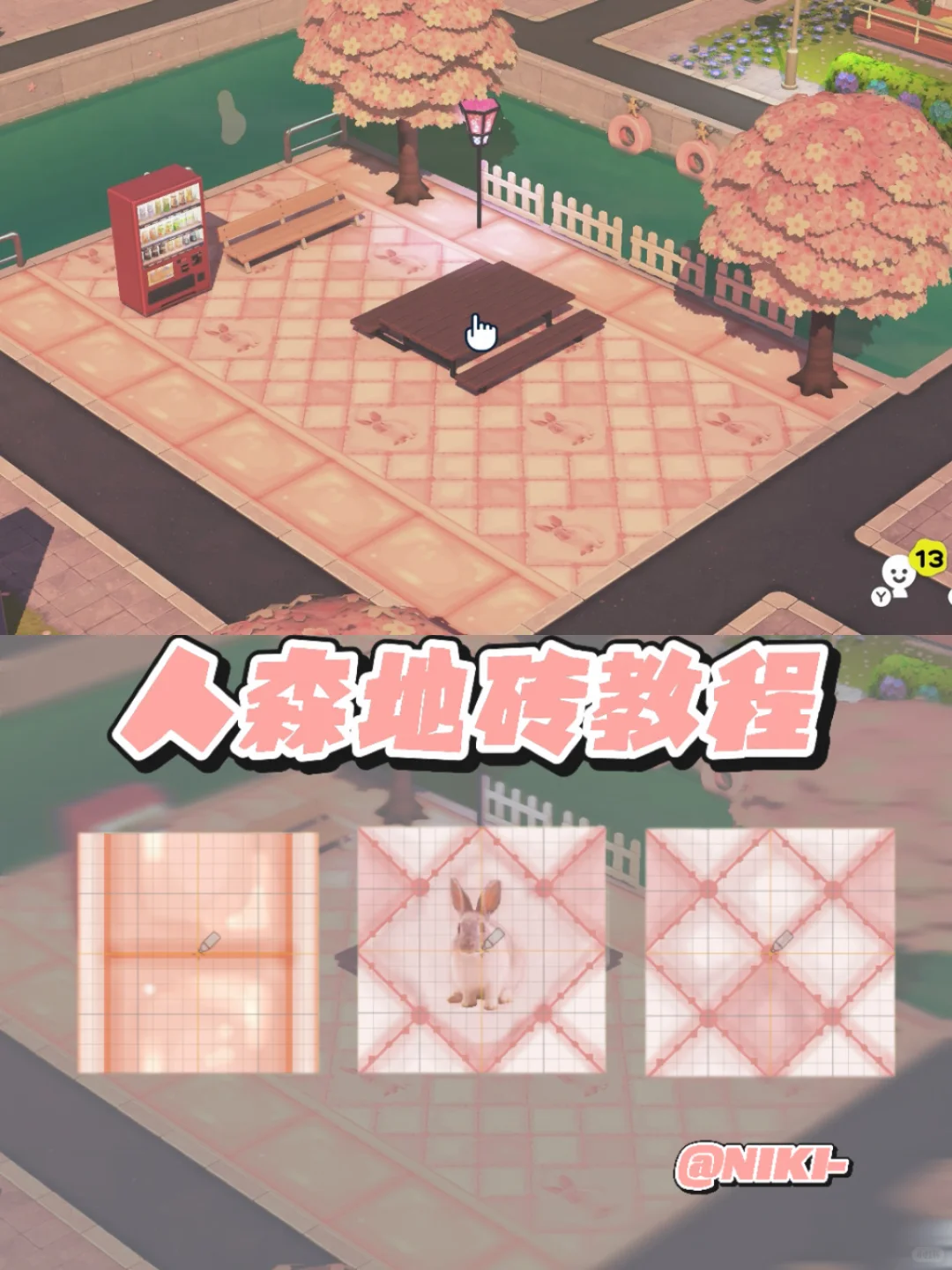 Tomodachi Life Pink Bunny Floor Tile Pattern Sheet — Tomodachi Life DIY pattern