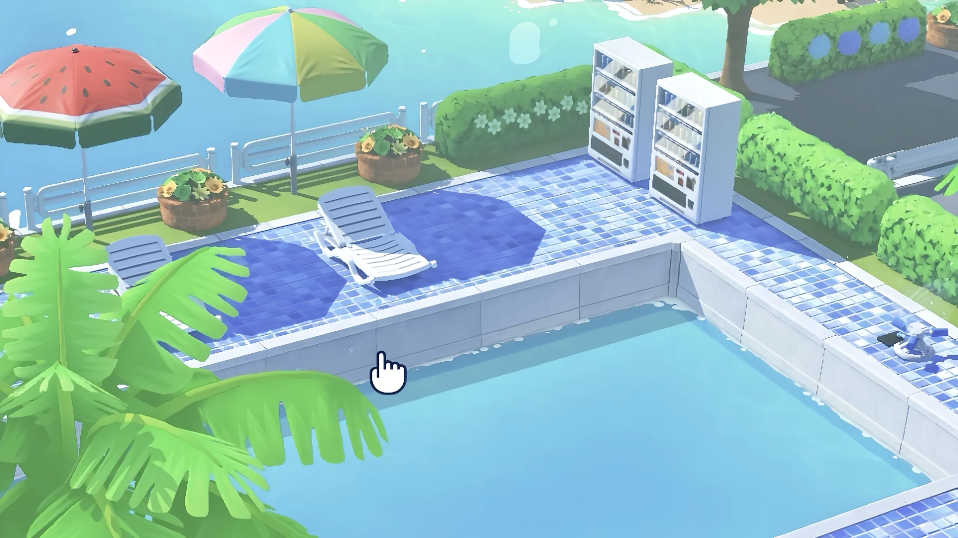 Mii Summer Pool Scene Island Build — Tomodachi Life DIY pattern
