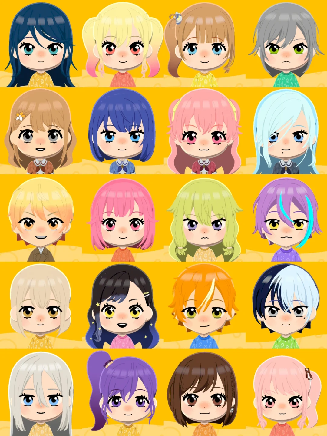 Designs de Mii pour tout le cast de PJSK avec feuilles de motif — Tomodachi Life motif DIY