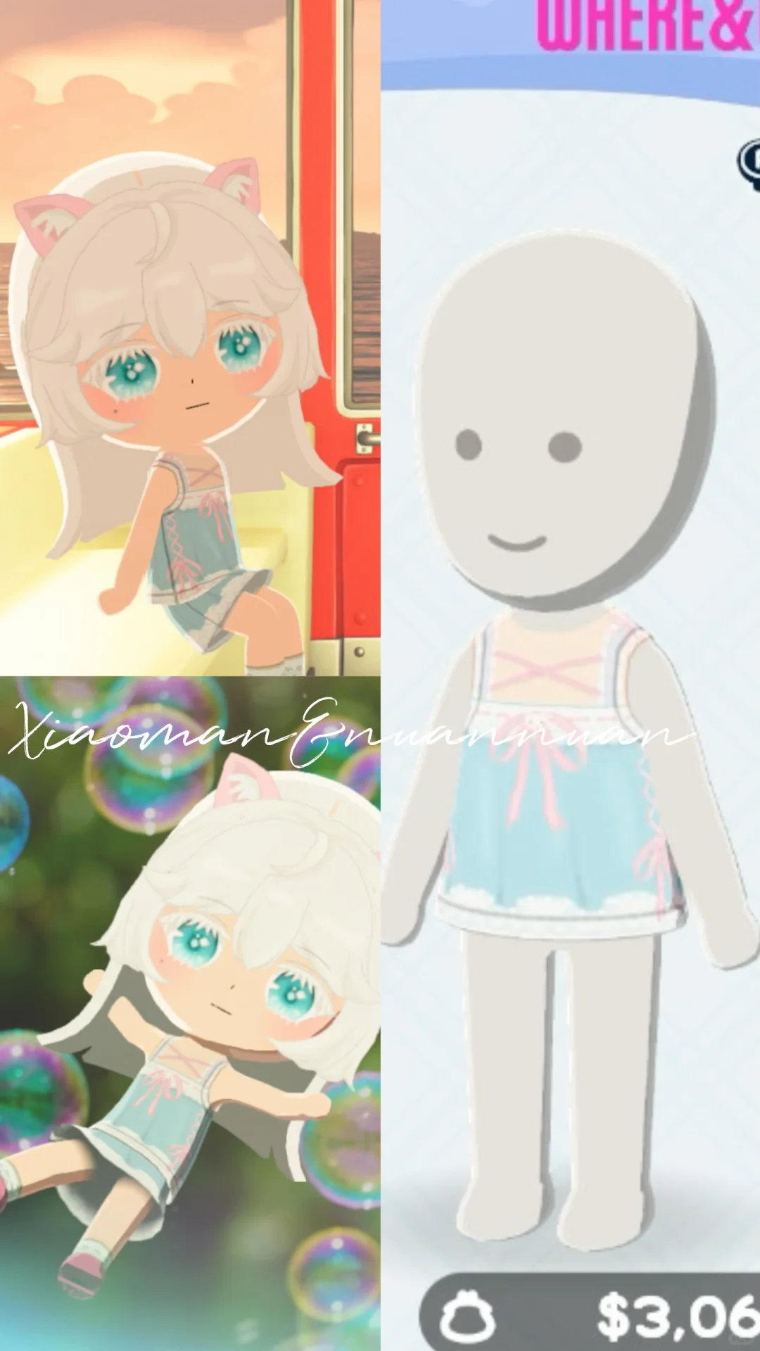 Cloud Camisole Outfit with Bow and Skirt Pattern Sheet — Tomodachi Life DIY pattern