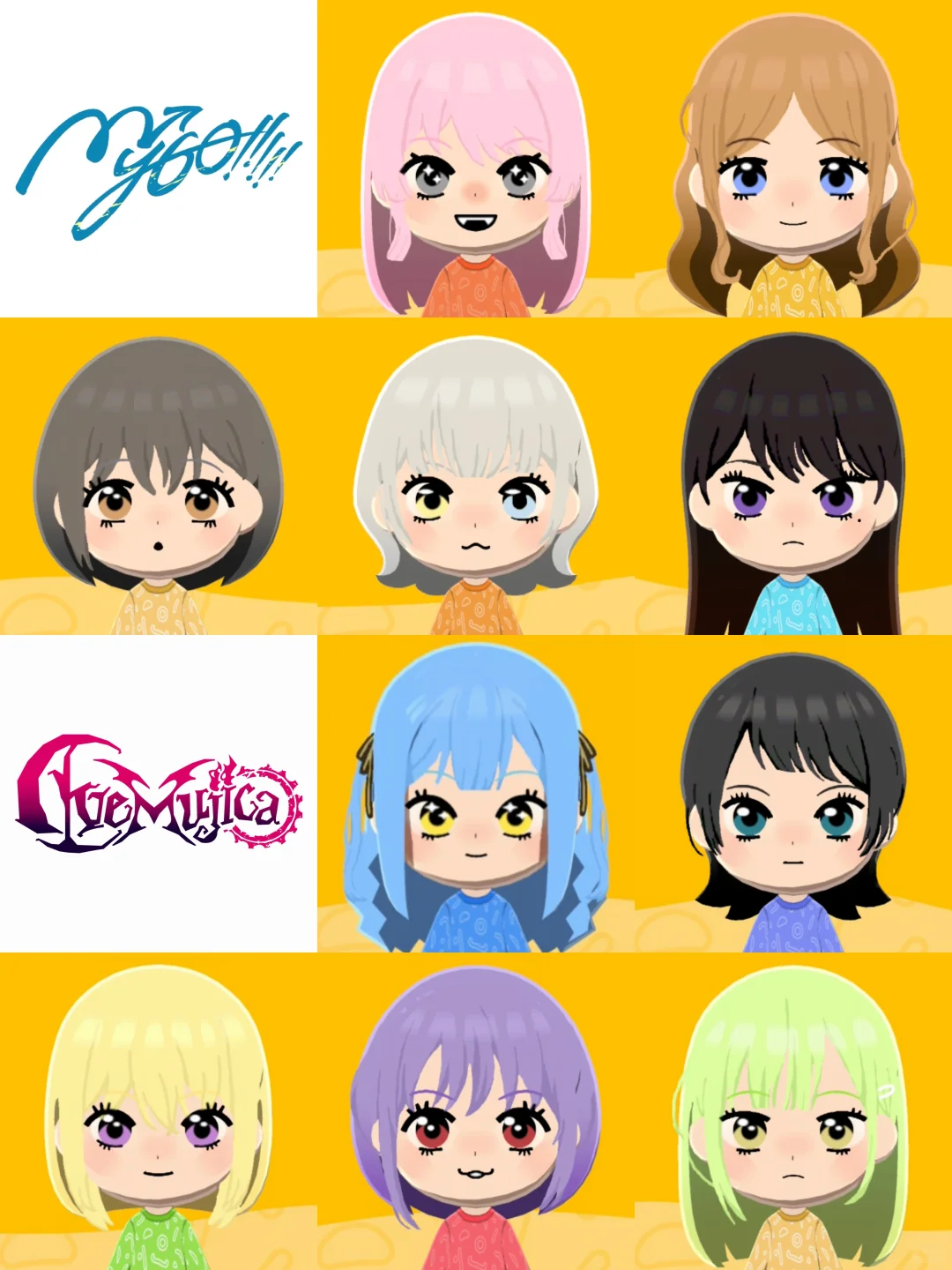 Collection complète de Face Paint des personnages de Mygo avec motifs — Tomodachi Life motif DIY