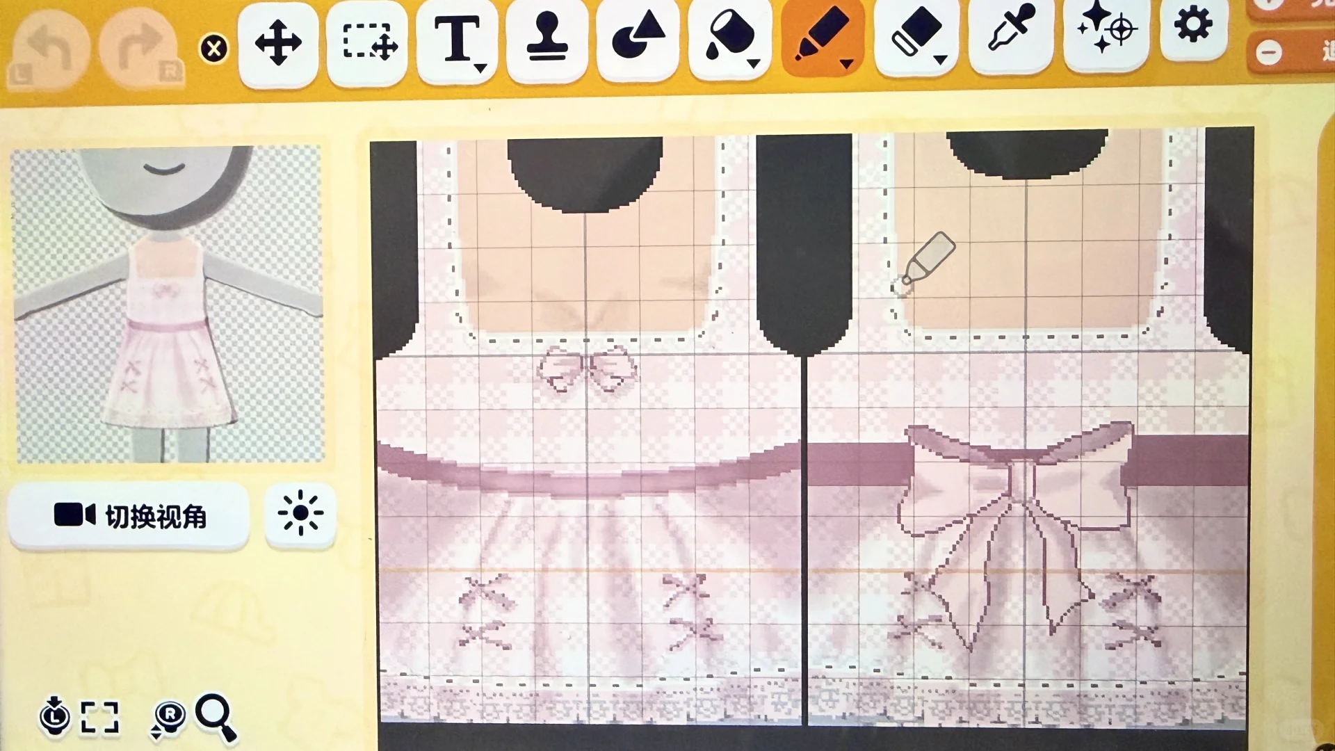 Feuille de motif – Robe à encolure carrée à carreaux roses — Tomodachi Life motif DIY (image 2)