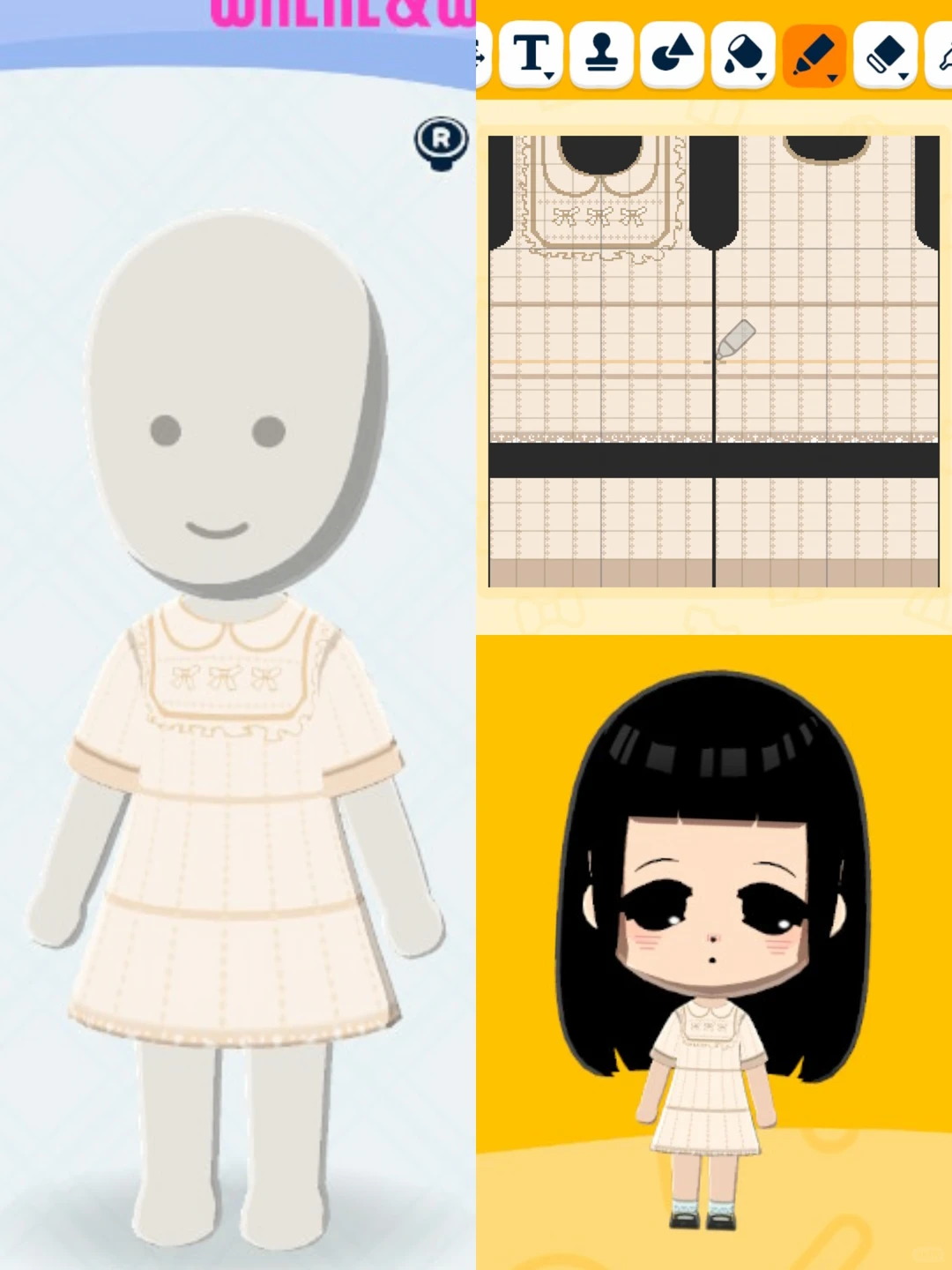 原神カラードール風ドレスのトモコレ服デザインシート — トモダチライフ DIY 図案