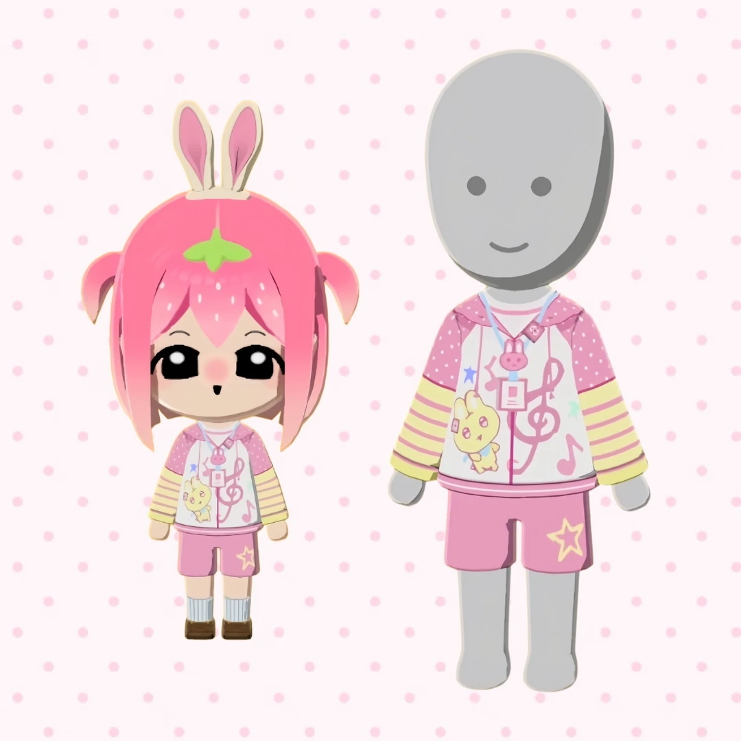 トモコレ 音符うさぎコーデ — トモダチライフ DIY 図案（1枚目）