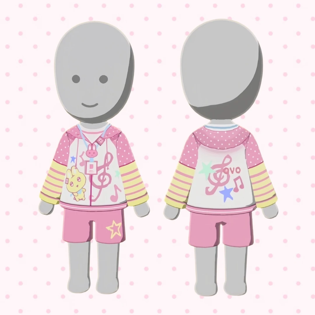 トモコレ 音符うさぎコーデ — トモダチライフ DIY 図案（2枚目）