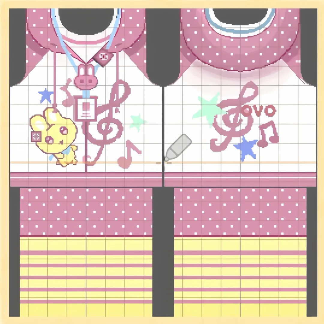 トモコレ 音符うさぎコーデ — トモダチライフ DIY 図案（3枚目）