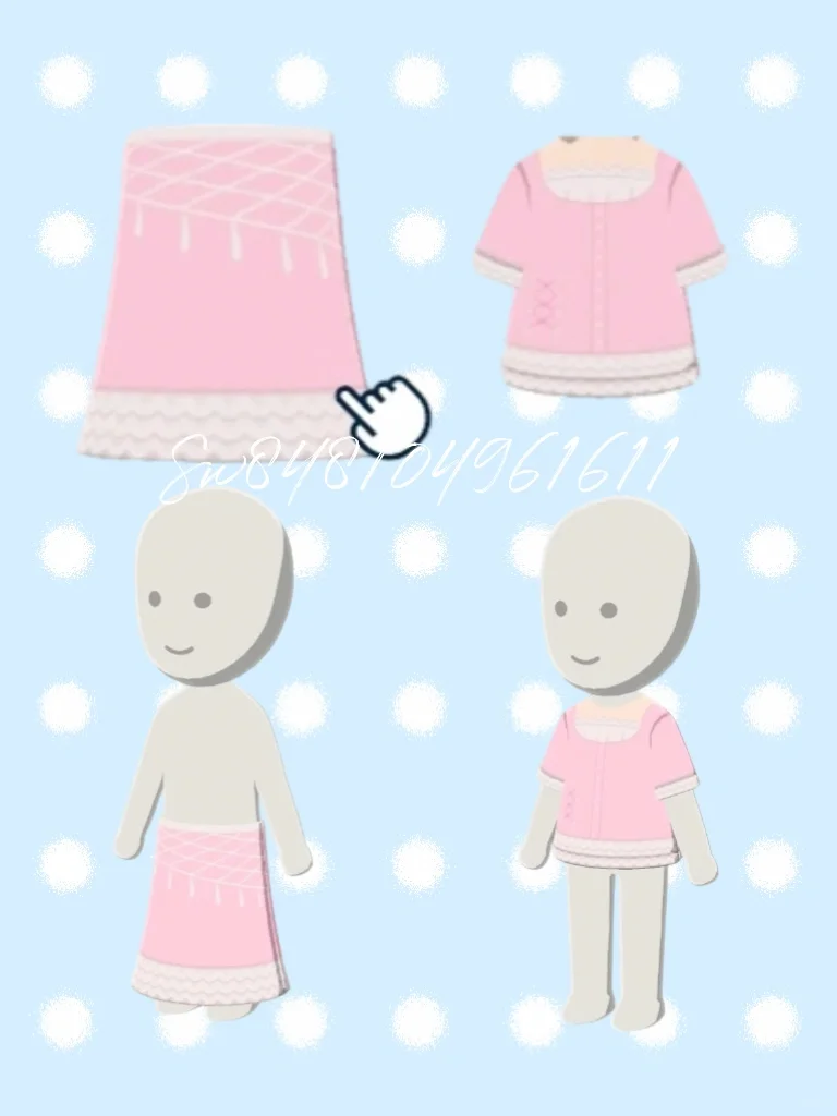 ピンクレーストップス＆ロングスカートコーデ — トモダチライフ DIY 図案