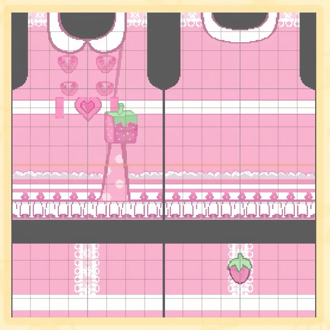 トモコレ かわいいイチゴドレスのデザイン — トモダチライフ DIY 図案（3枚目）