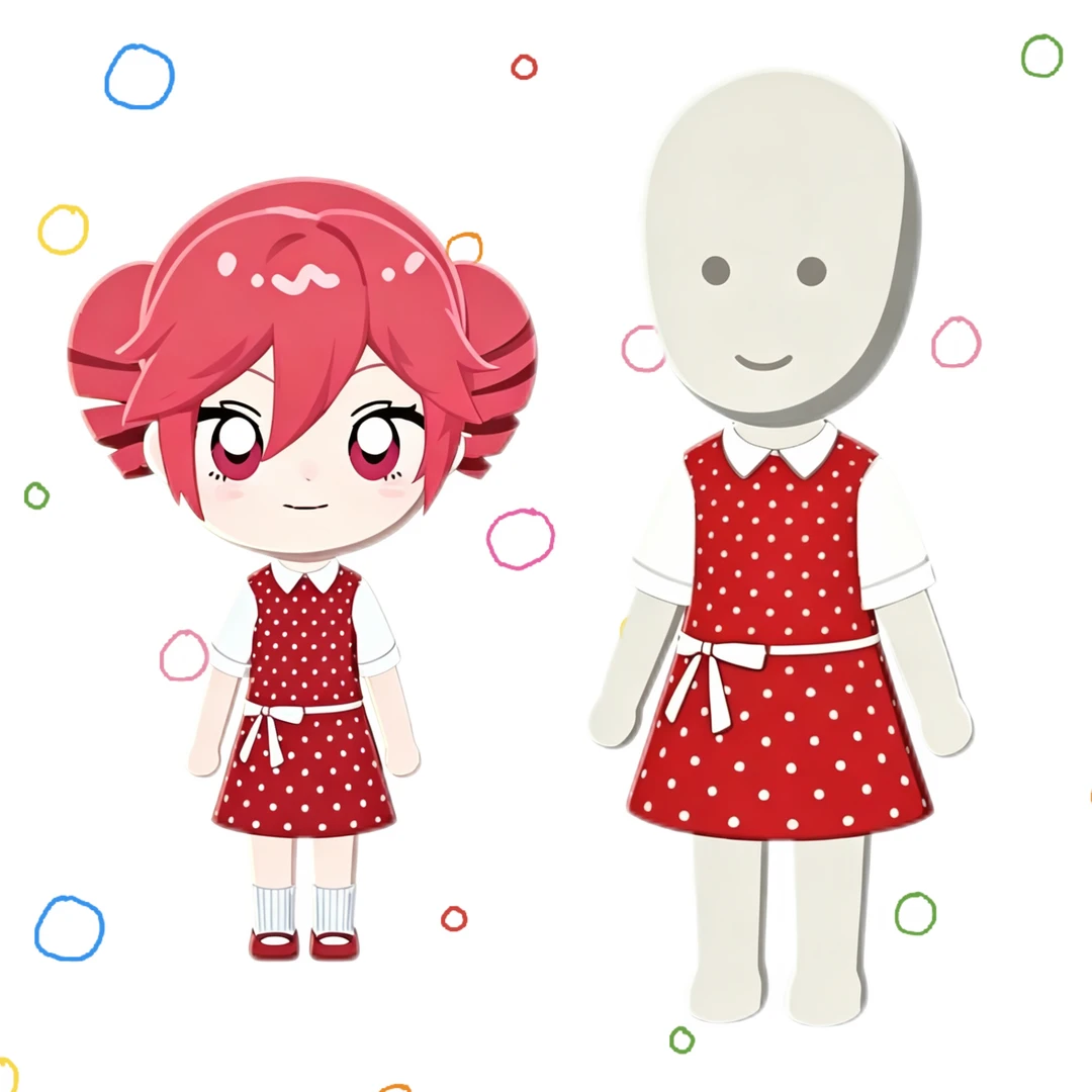 White Polka Dot Dress Pattern Sheet — Tomodachi Life motif DIY (image 1)