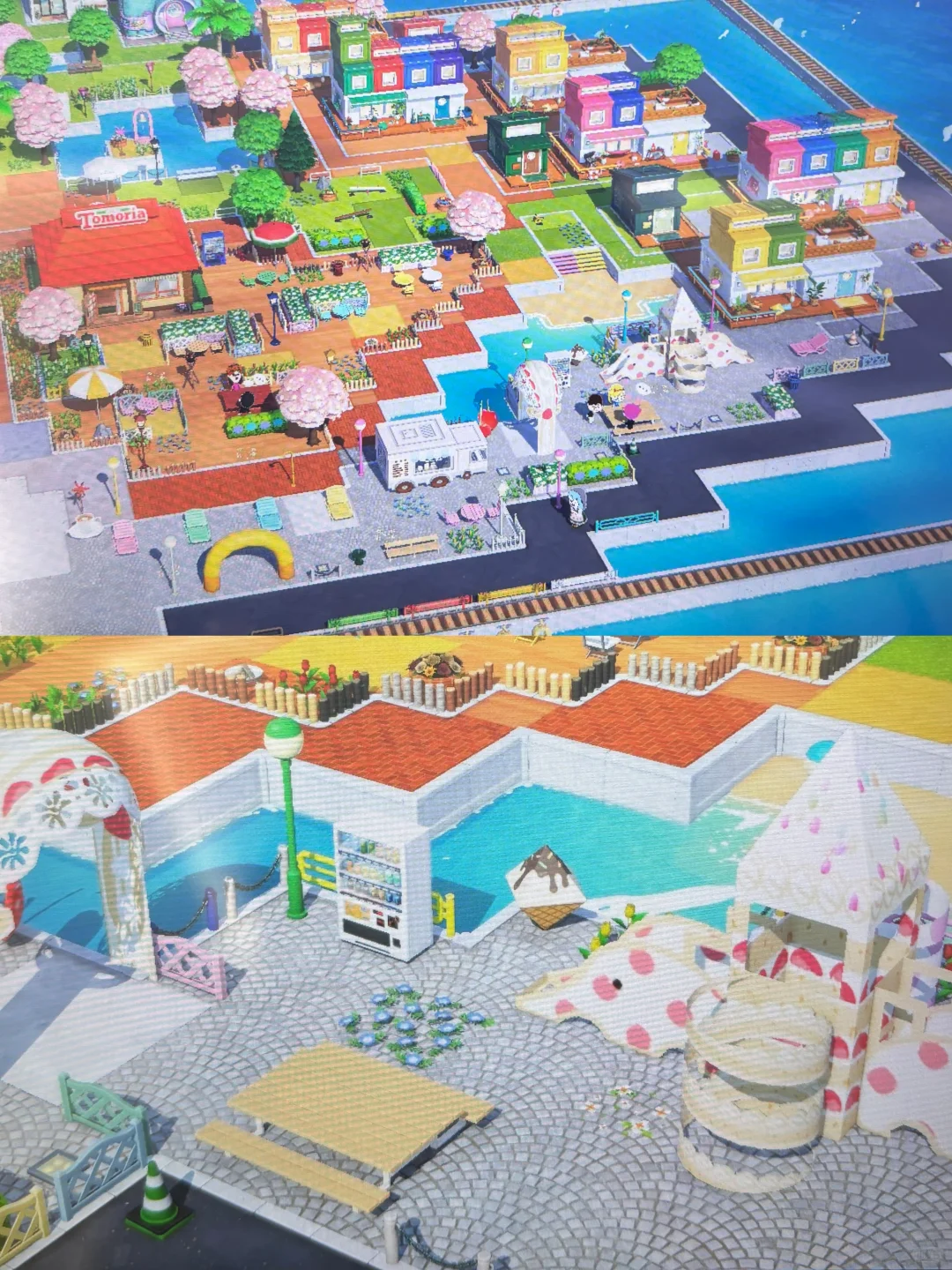 象の滑り台とアイスクリームカーの島作り進捗 — トモダチライフ DIY 図案（7枚目）