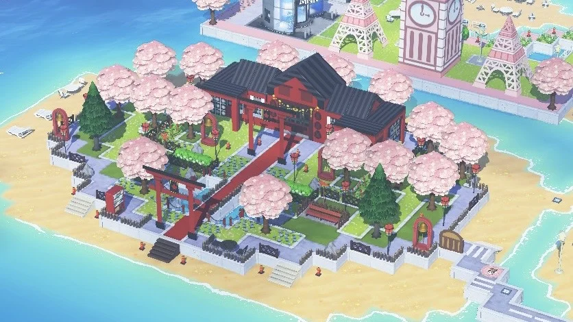 Île Tomodachi Life avec sanctuaire et torii — Tomodachi Life motif DIY