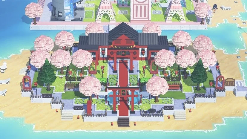 Île Tomodachi Life avec sanctuaire et torii — Tomodachi Life motif DIY (image 2)