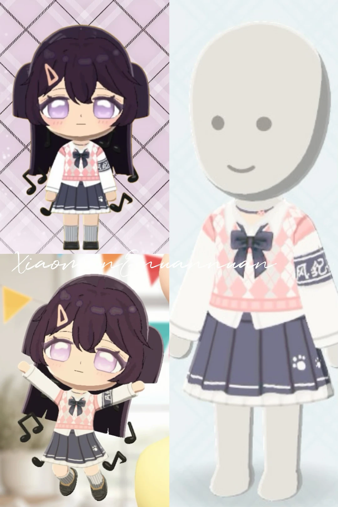 ピンクのアーガイル風風紀委員制服セット — トモダチライフ DIY 図案