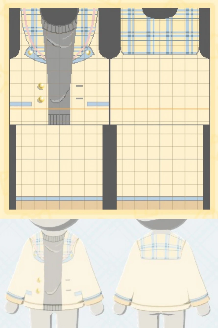 チェック柄セーラー服のトモコレデザインシート — トモダチライフ DIY 図案（2枚目）