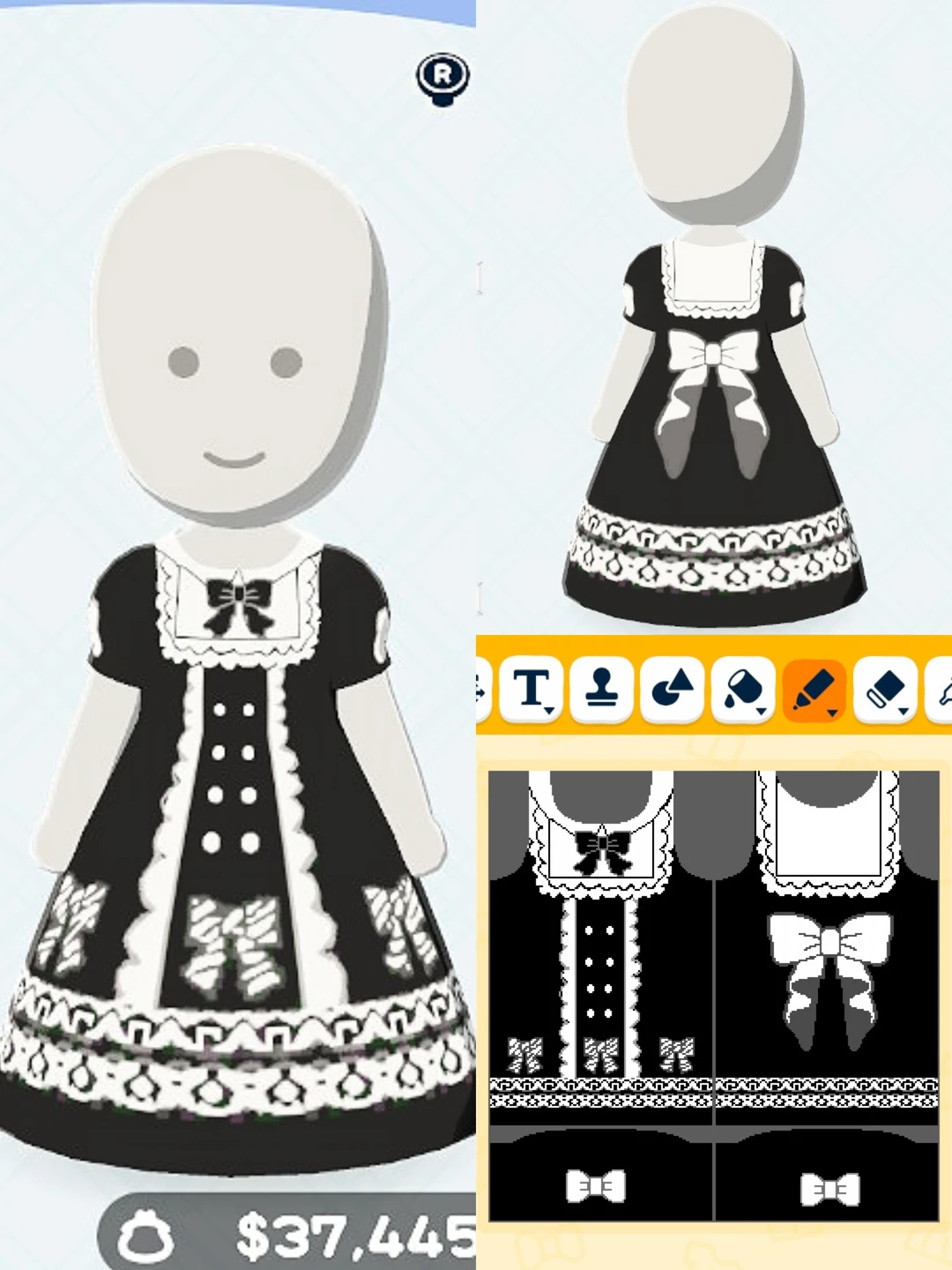 レースメイド服のデザインシート トモコレ用 — トモダチライフ DIY 図案