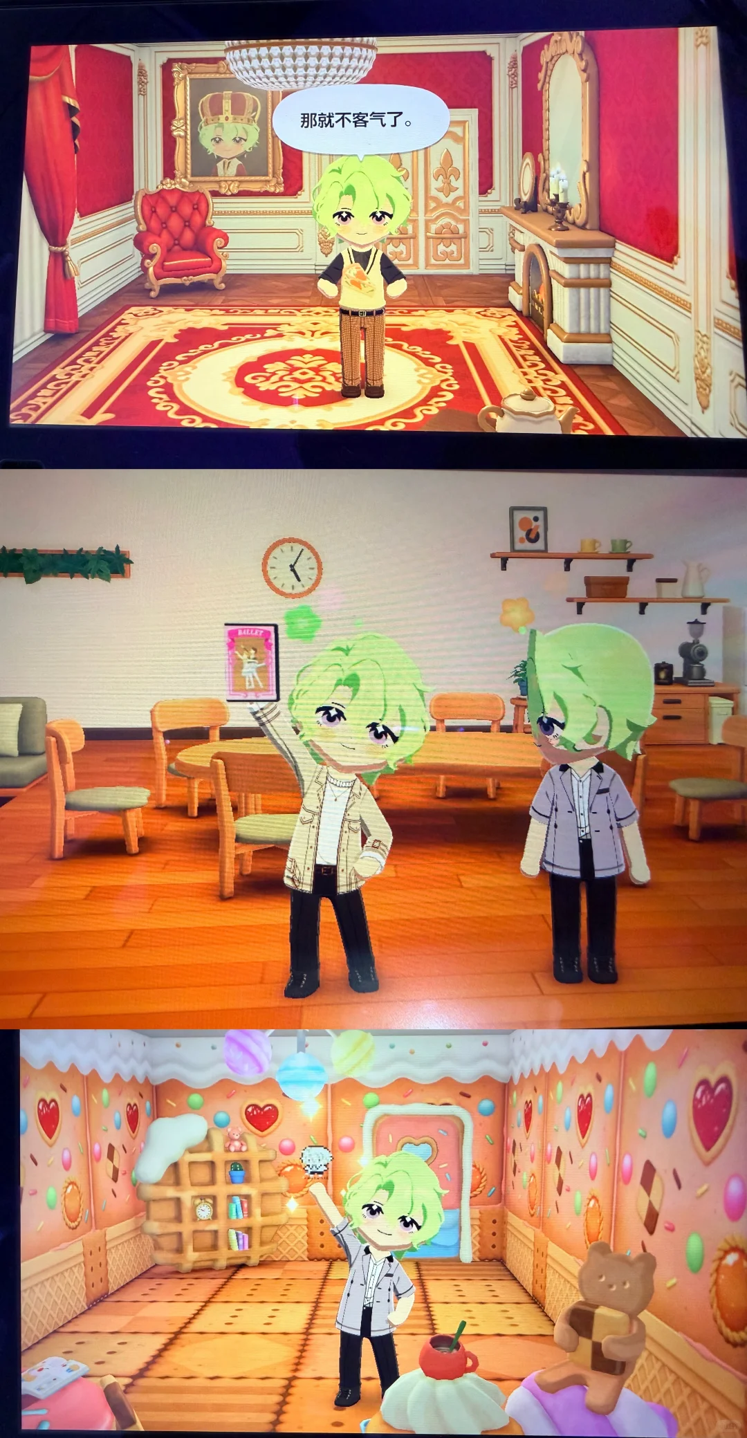 Trois tenues casual de Hiwa en motifs Tomodachi Life — Tomodachi Life motif DIY (image 1)