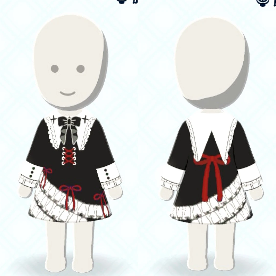 Motif de robe gothique à dentelle avec outil tampon — Tomodachi Life motif DIY (image 2)